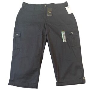 Lee Ultra Lux Comfort Plus Capri Black Cargo Pants 20W Medium 112314619 NEW